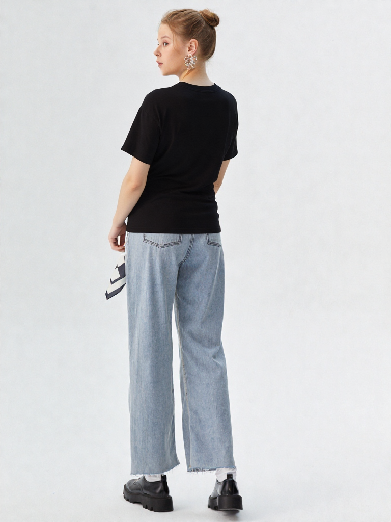 Black Oversized Vastraa Plain T-Shirt