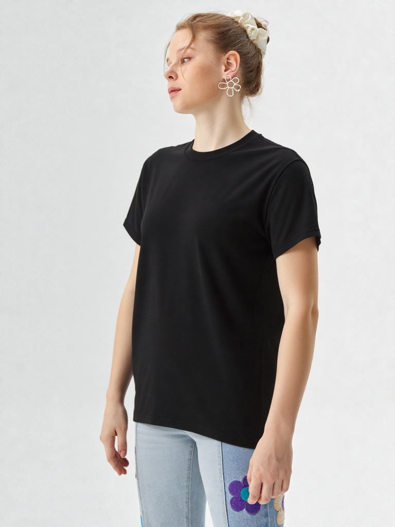 Black Oversized Vastraa Plain T-Shirt