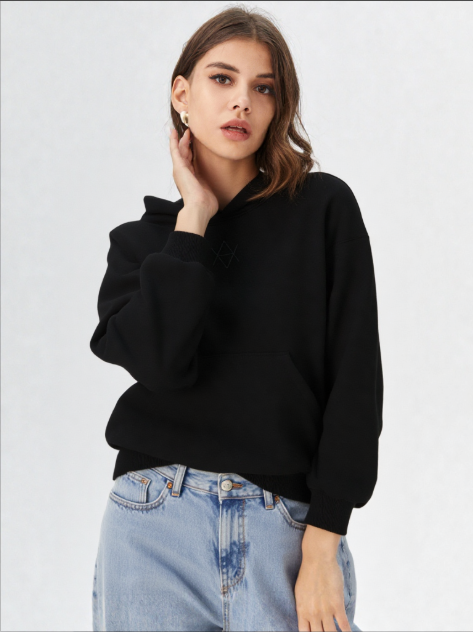 350 GSM Premium Oversized Hoodie – Jet Black