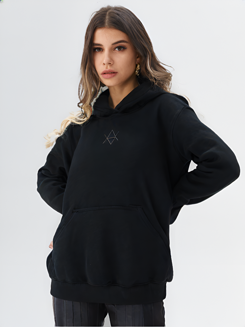 350 GSM Premium Oversized Hoodie – Jet Black