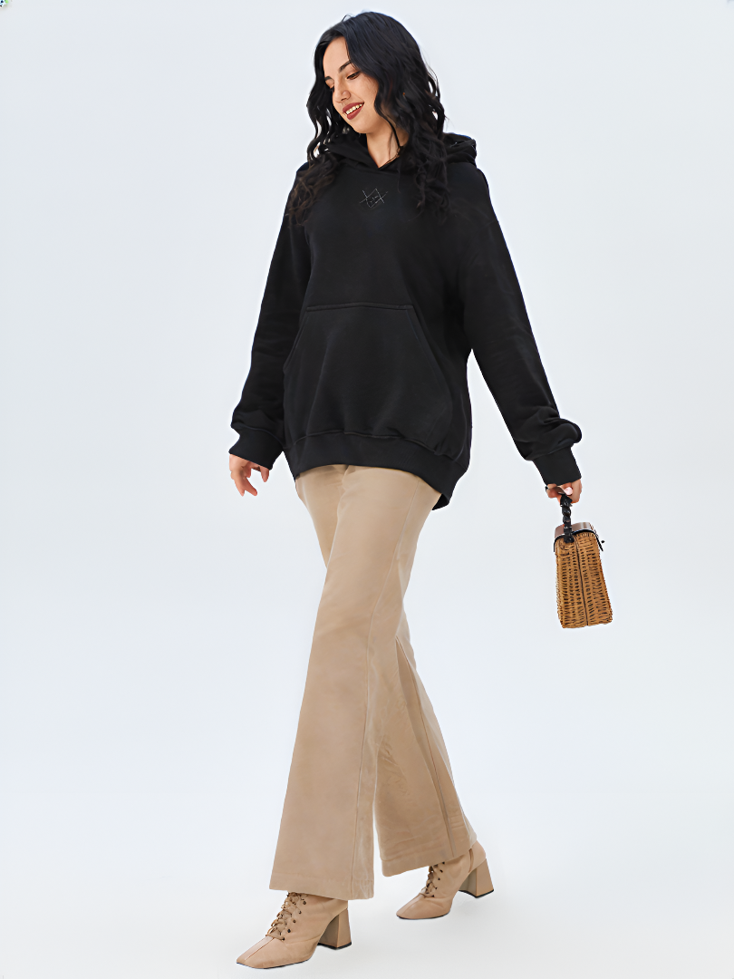 350 GSM Premium Oversized Hoodie – Jet Black