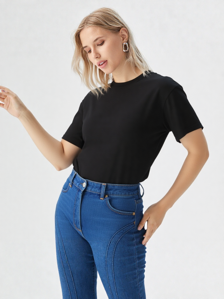 Black Oversized Vastraa Plain T-Shirt