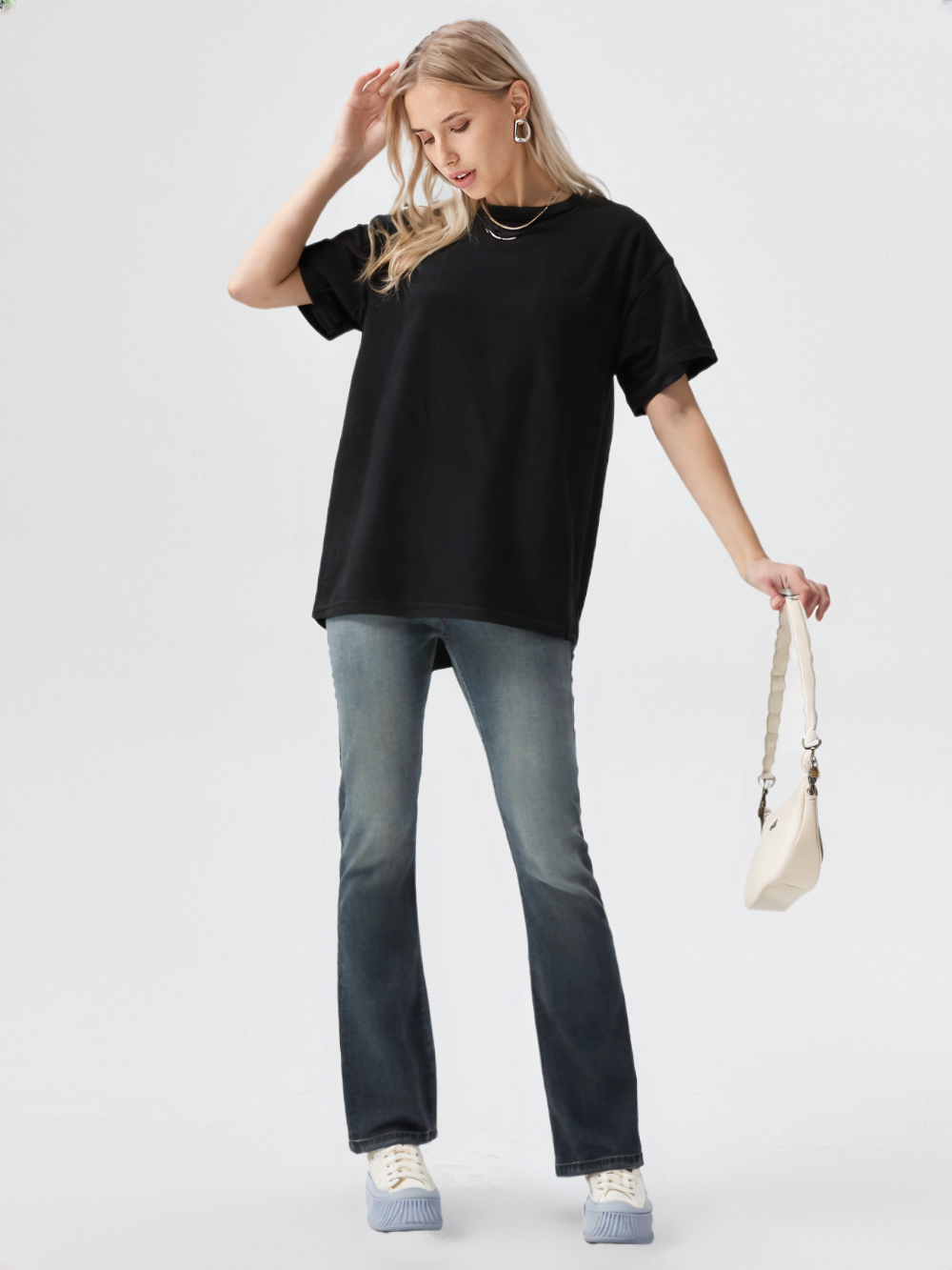 Black Oversized Vastraa Plain T-Shirt